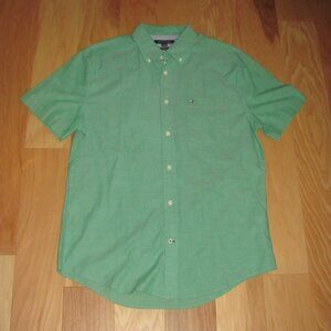 Tommy Hilfiger Men's Green Wainwright Short Sleeve Custom Shirt. Size Medium NWT